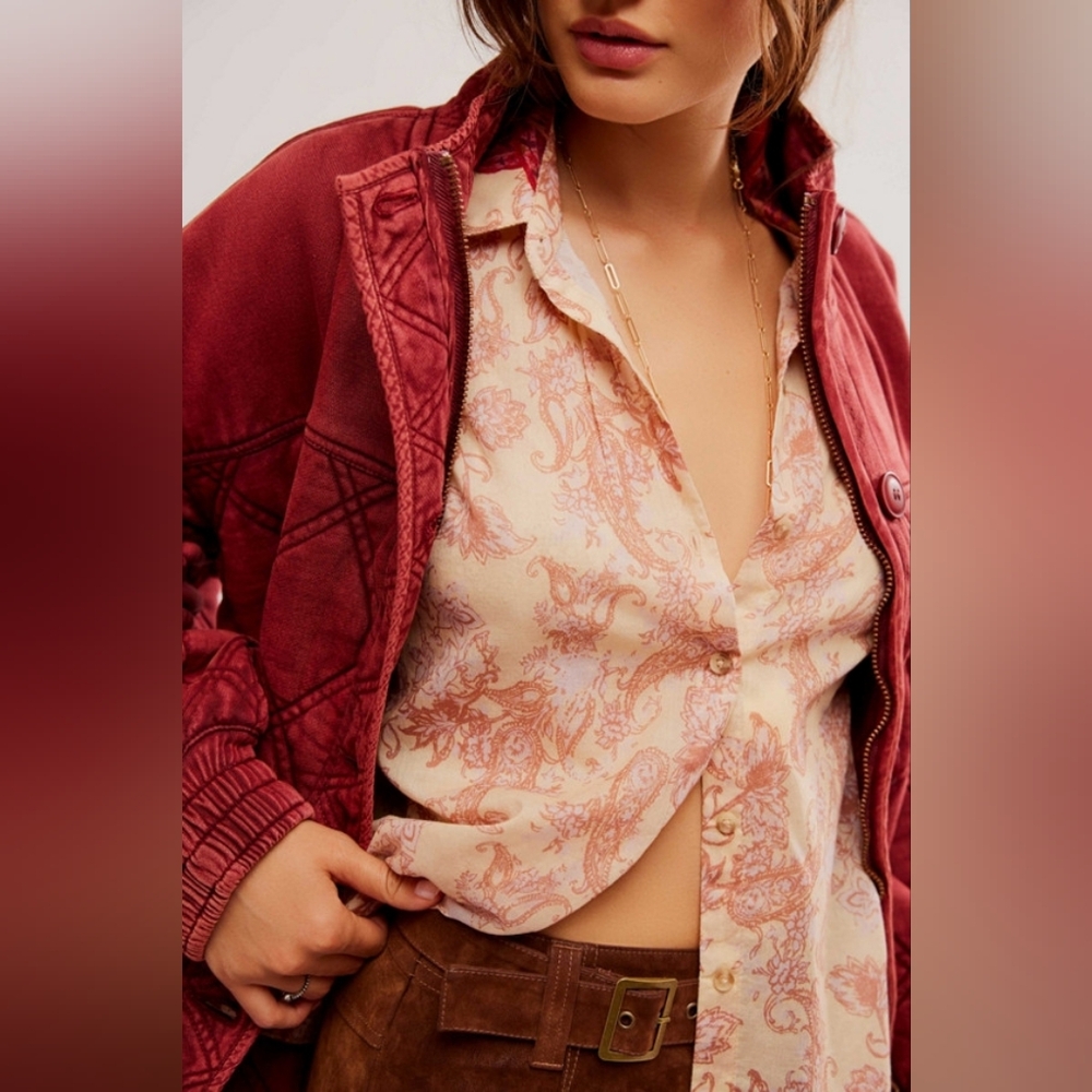 Free People Oversized Rose Bud Blouse, Size Small, GUC (Flaw) - Picture 2 of 11